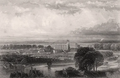 Eton vista dalla terrazza del Castello di Windsor, illustrazione da 